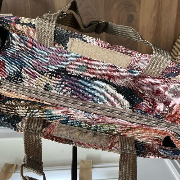 Vintage Cat Tapestry Wheeled Shopper Bag Tote Collapseable - Picture 13 of 13